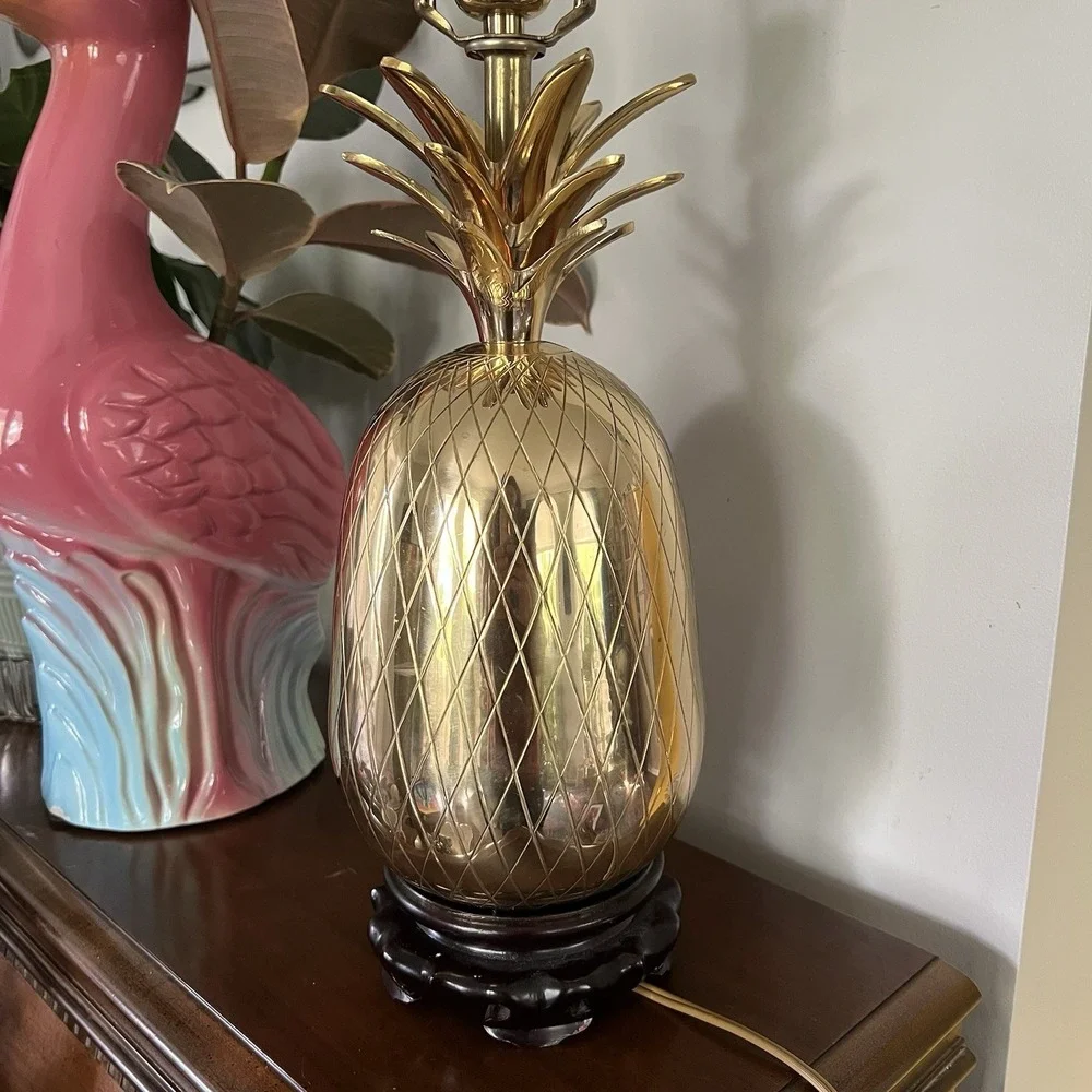 Vintage Brass Pineapple Table Lamp No Shade, Harp And Finial Included - Repaired